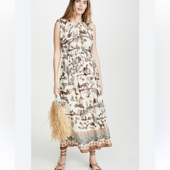 SALONI Women's Sinead Dress jungle print cut out neckline - Picture 1 of 13